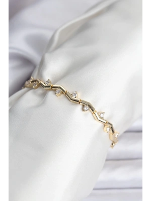 Zikzak Model Pirinç Gold Renk Bileklik