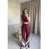 Bordo Crop Sıfır Kol Eşofman Takım