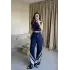 Lacivert Crop Sıfır Kol Eşofman Takım