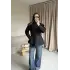 Siyah Fermuarlı Dik Yaka Trençkot