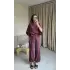 Mürdüm Yarasa Kol Bluz Pantolon Takım