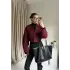 Bordo Orkide Kumaş Crop Ceket