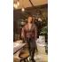 Bordo Tasarım Kuşaklı Deri Ceket