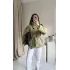 Çağla Yeşili Dik Yaka Trençkot