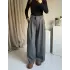 Gri Muadil Çift Pileli Pantolon