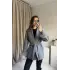 Gri Tüy Detaylı Kaşe Kaban