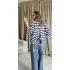 Lacivert Çizgi Bağlama Tshirt