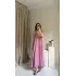 Pembe Askılı Keten Elbise