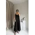 Siyah Askılı Keten Elbise