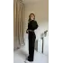 Siyah Dikiş Detaylı Triko Takım
