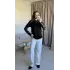 Siyah Kol Dantelli Bluz