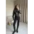 Siyah Korse Kesim Deri Ceket