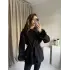 Siyah Tüy Detaylı Kaşe Kaban