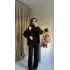 Siyah Üçlü Örgü Triko Takım
