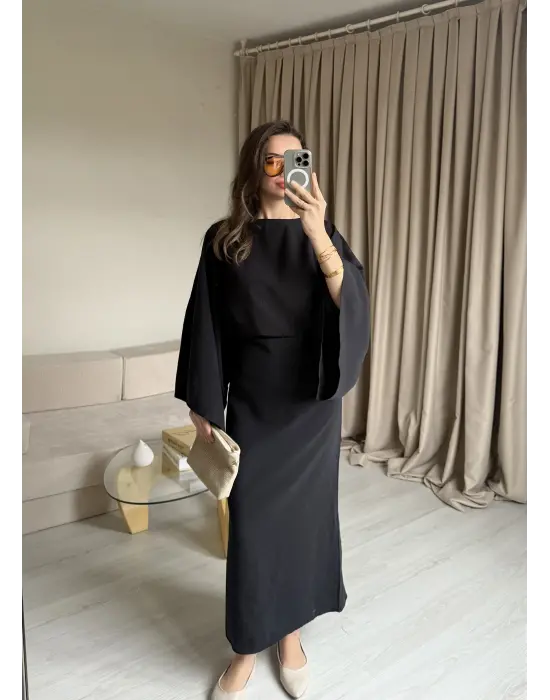 Siyah Massi Model Bağcıklı Elbise
