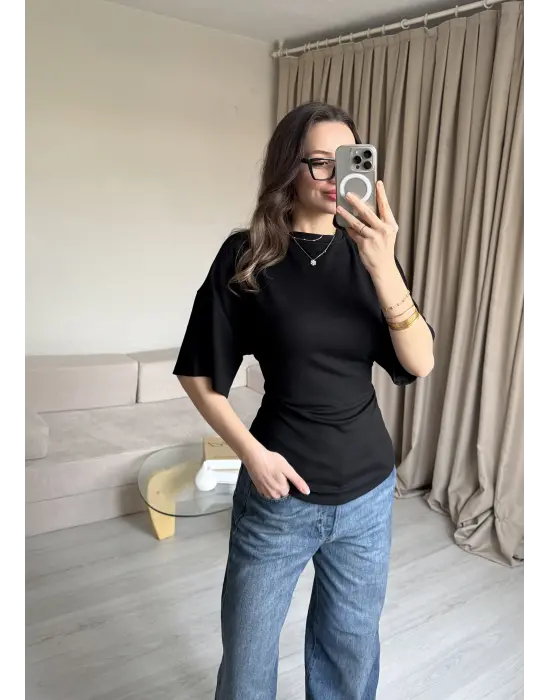 Siyah Bağlamalı Tshirt