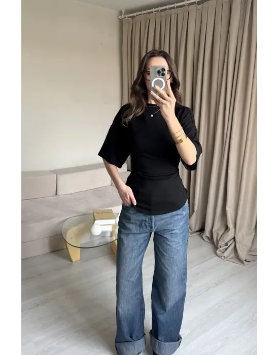Siyah Bağlamalı Tshirt