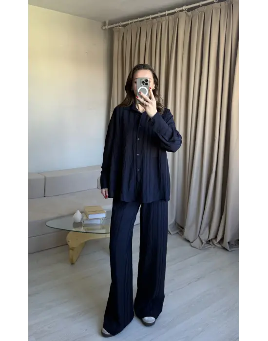 Lacivert Zr Model Gömlek Takım