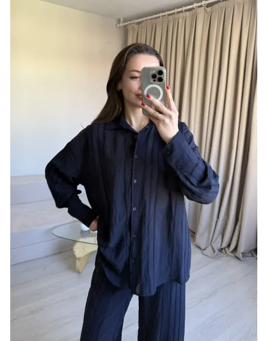 Lacivert Zr Model Gömlek Takım