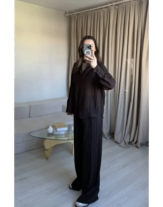 Kahve Zr Model Gömlek Takım
