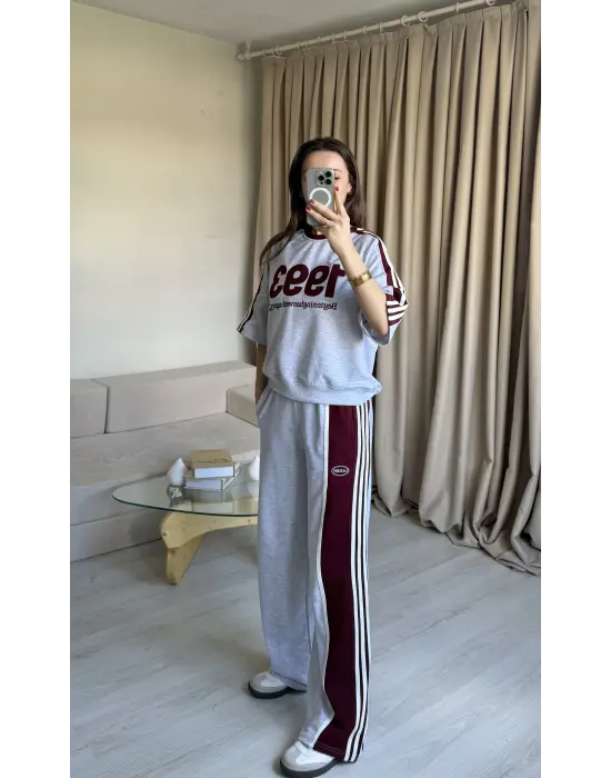 Bordo 1993 Nakışlı Eşofman Takım