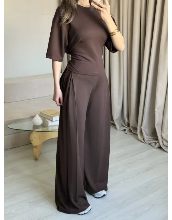 Kahve Bel Kuşaklı Modal Takım