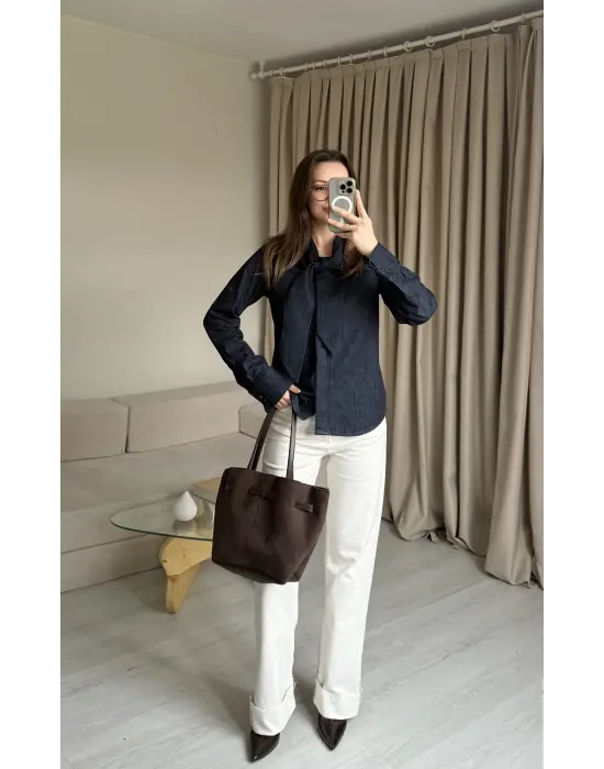 Zra Denim Fularlı Gömlek