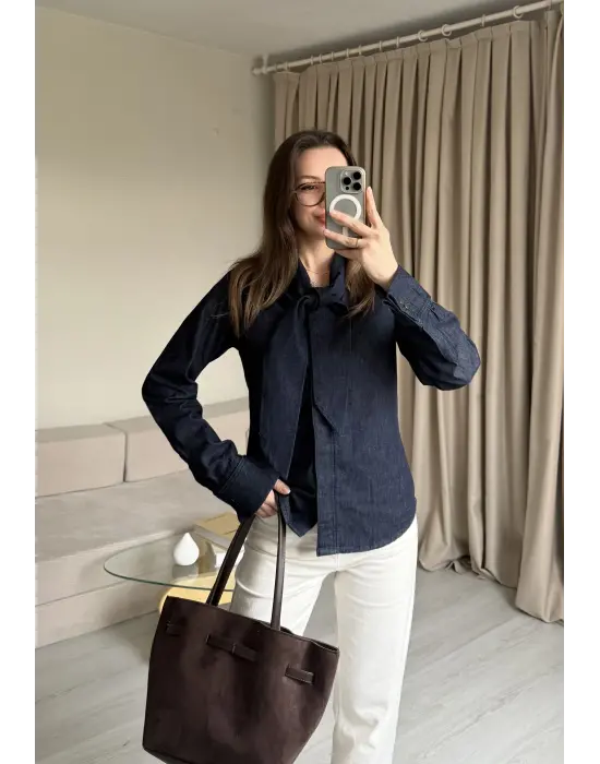 Zra Denim Fularlı Gömlek