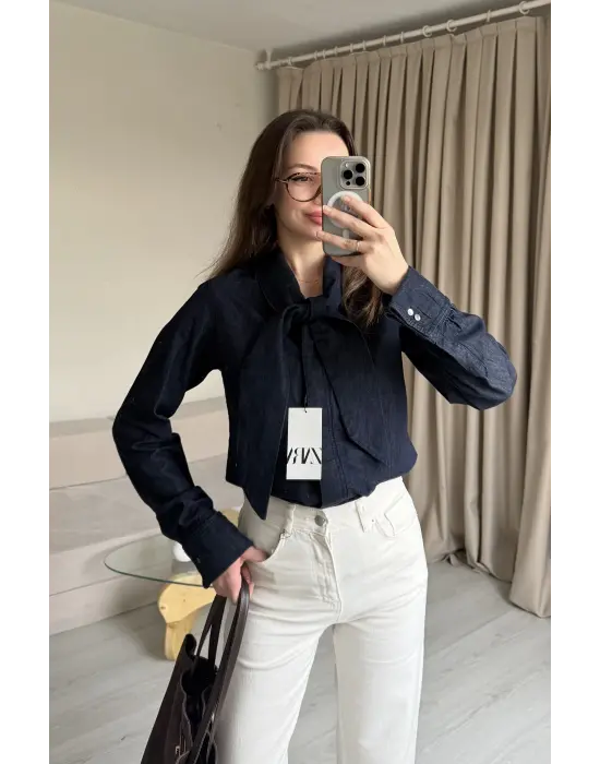 Zra Denim Fularlı Gömlek