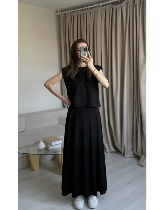 Siyah Vatkalı Modal Etek Takım