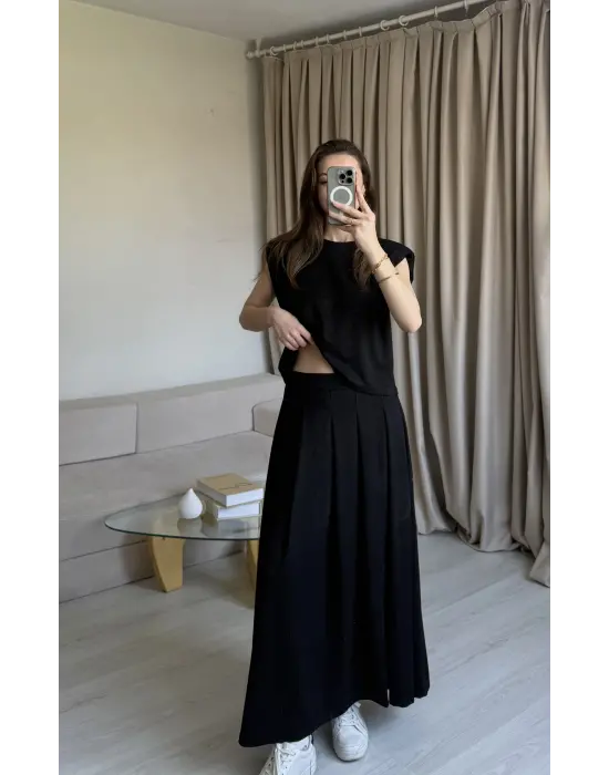 Siyah Vatkalı Modal Etek Takım