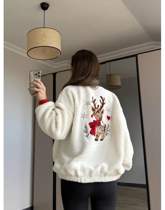 Geyikli Peluş Sweatshirt