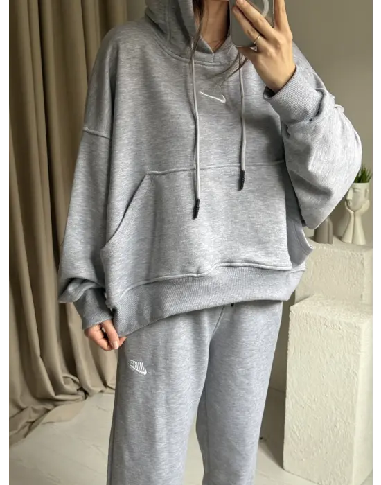 Gri Oversize Eşofman Takım