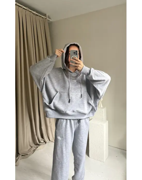 Gri Oversize Eşofman Takım