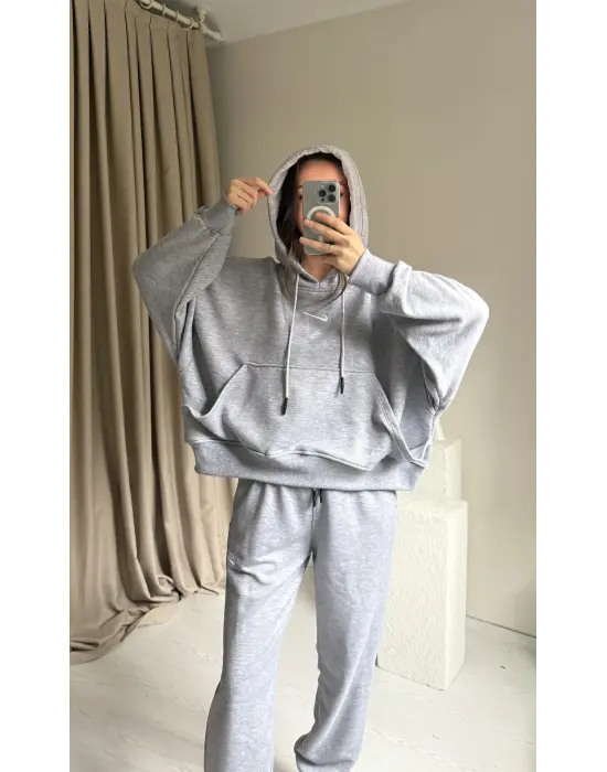 Gri Oversize Eşofman Takım
