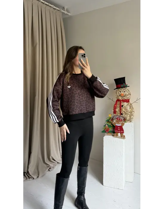 Kahve Leopar Sweatshirt