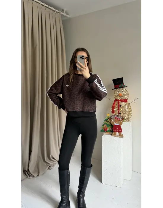 Kahve Leopar Sweatshirt