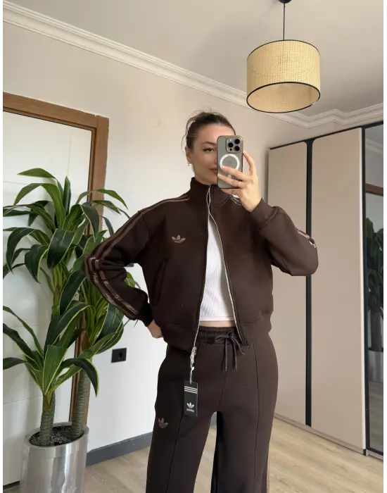 Kahve Marka Model Hırka Eşofman Takım