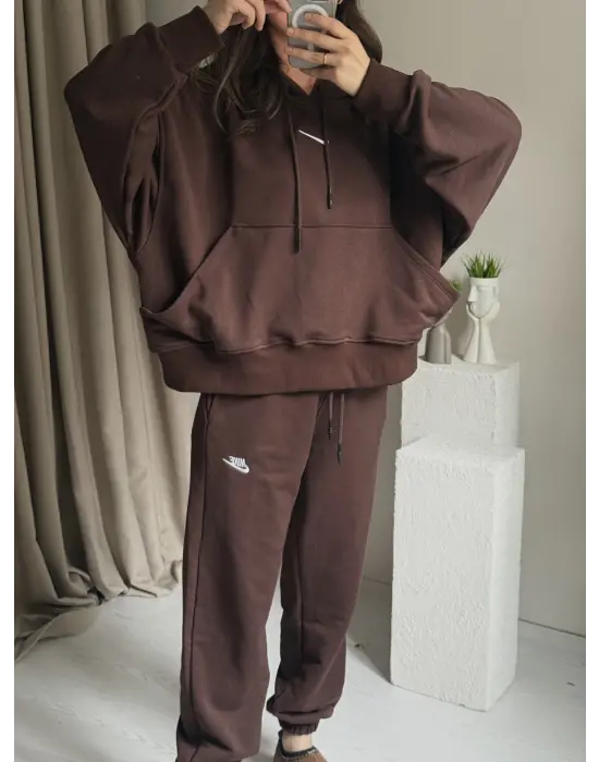 Kahve Oversize Eşofman Takım