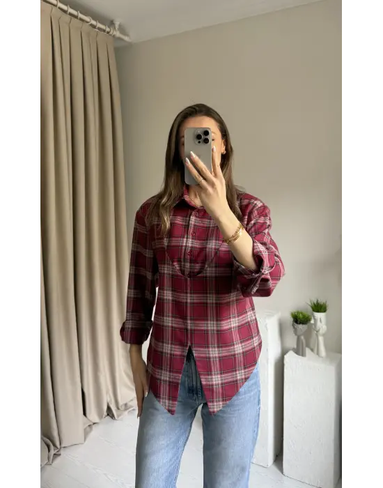 Kırmızı Ekose Vatkalı Gömlek