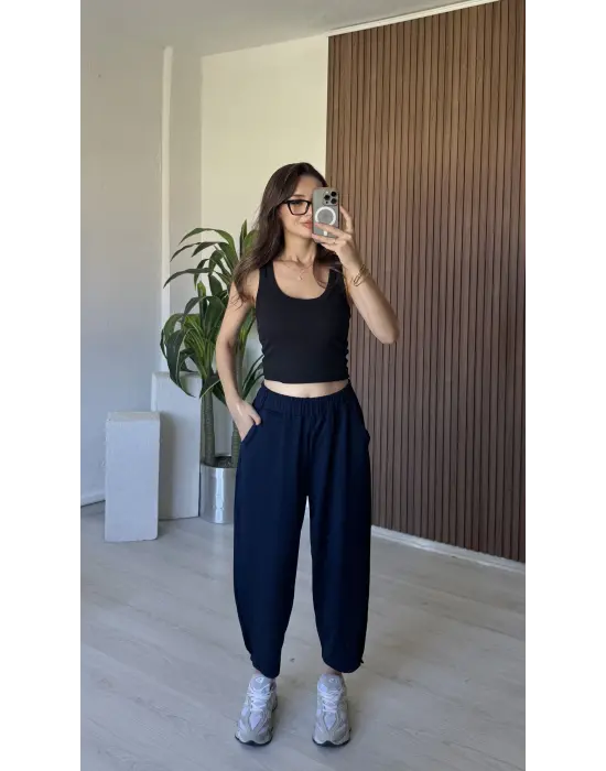 Lacivert Modal Relax Pantolon