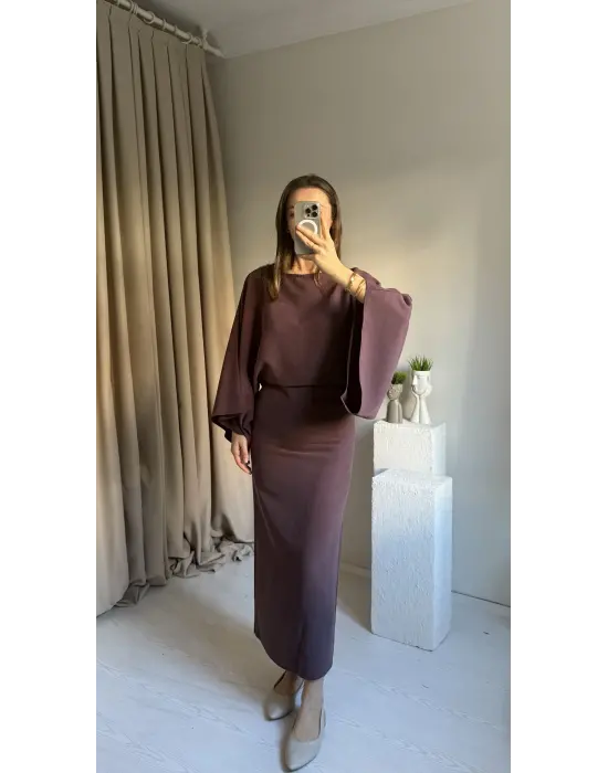 Mürdüm Massi Model Bağcıklı Elbise