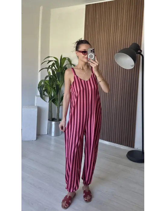 Pembe Çizgili Tulum