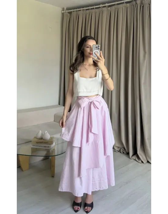 Pembe Etek Görünümlü Pantolon