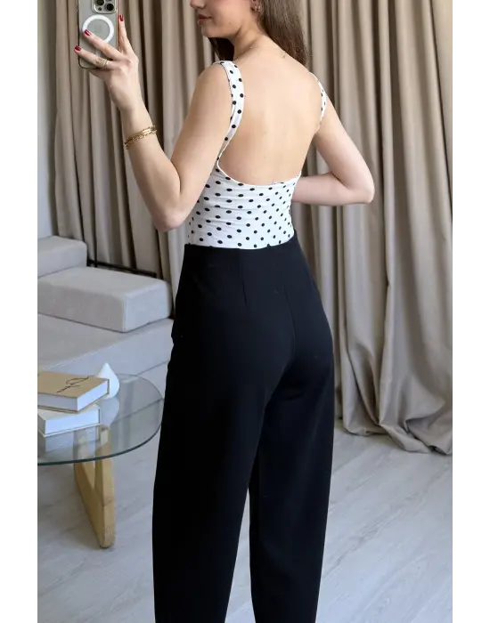 Puantiyeli Kare Yaka Bodysuit