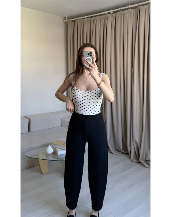 Puantiyeli Kare Yaka Bodysuit