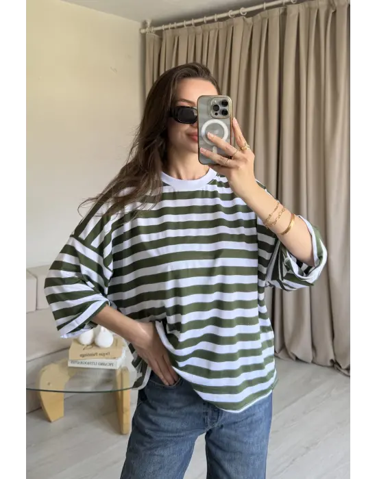 Yeşil Çizgi Bağlama Tshirt