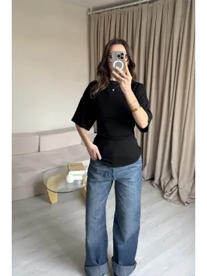 Siyah Bağlamalı Tshirt