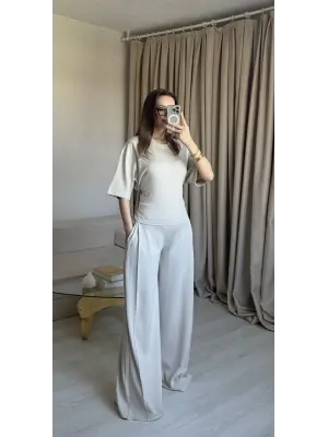 Bej Bel Kuşaklı Modal Takım