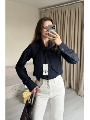 Zra Denim Fularlı Gömlek